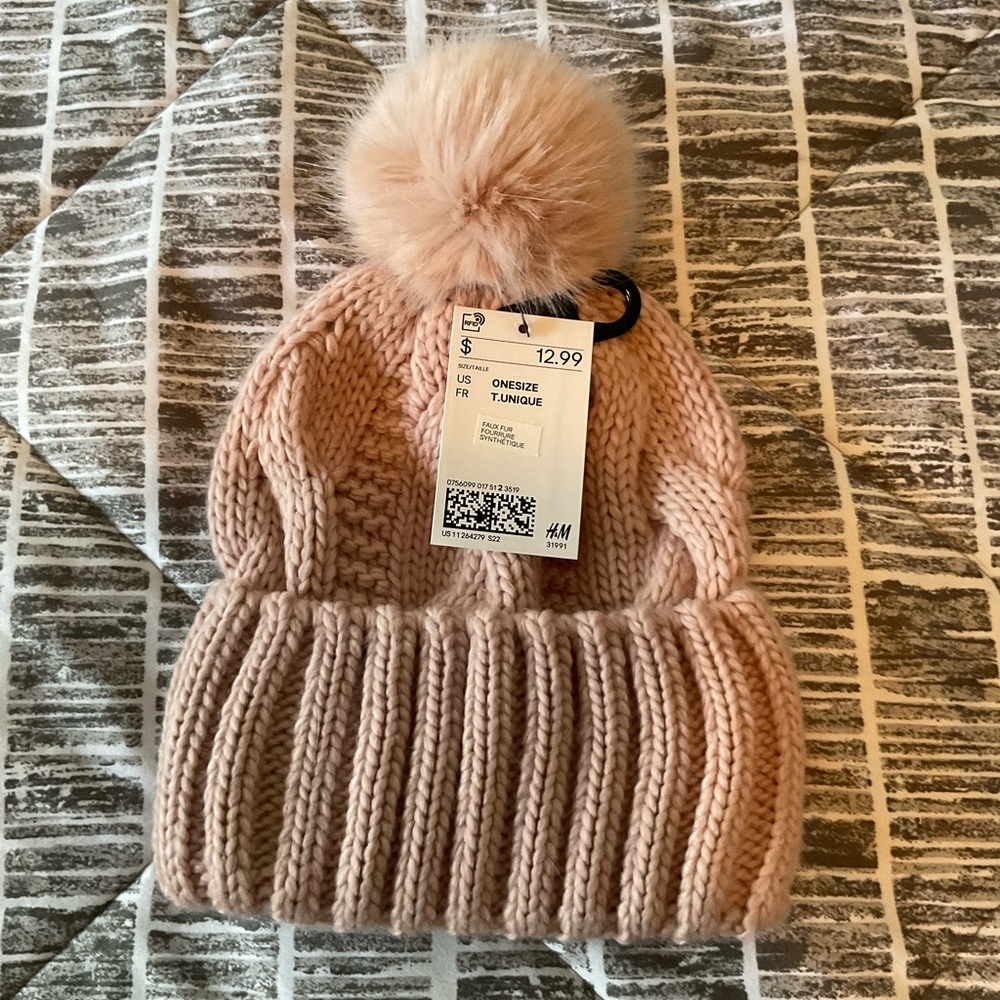 H&M Pink Pom Pom Beanie
